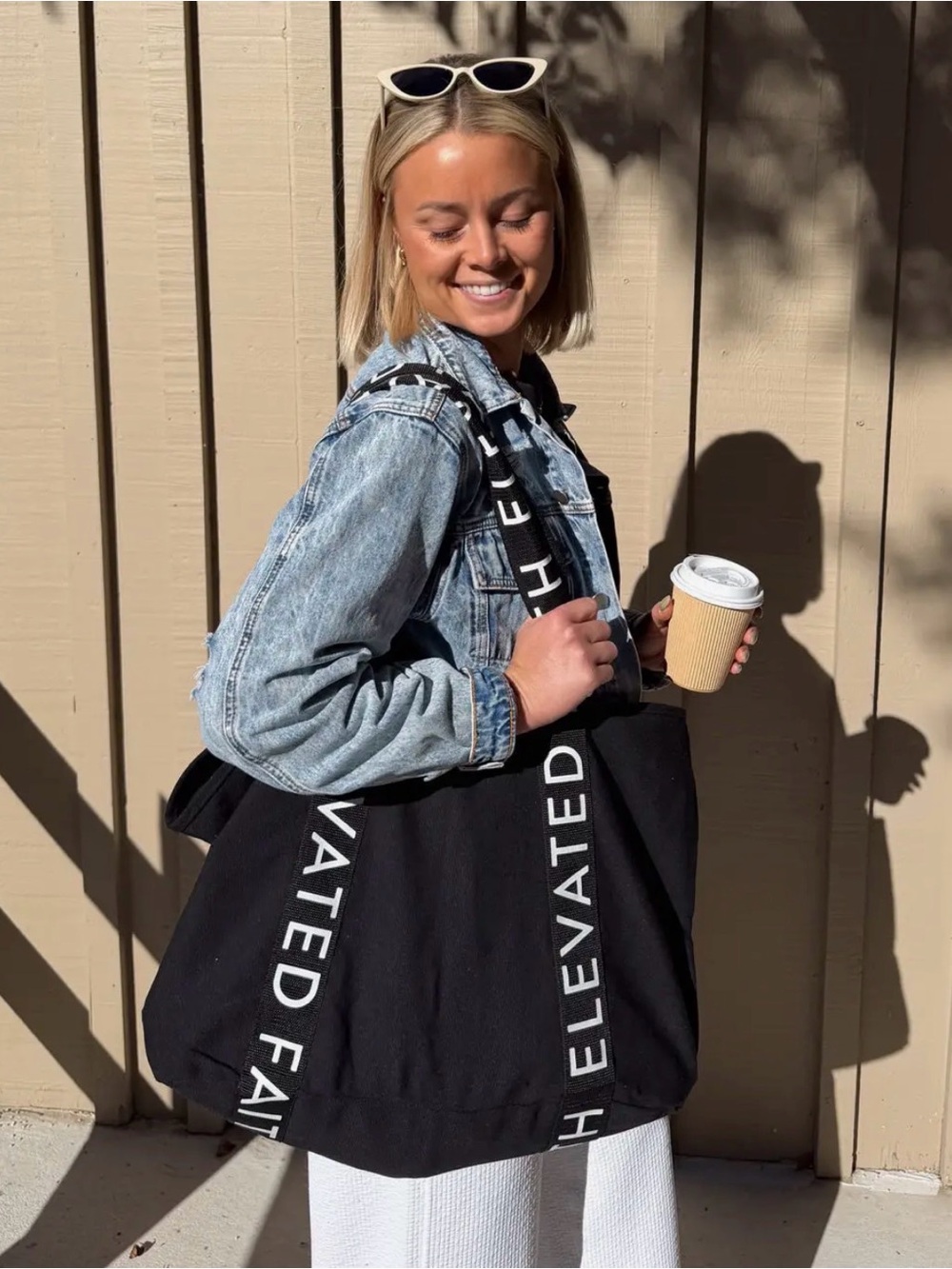 Elevated Faith Black Canvas Tote with Branded Strap